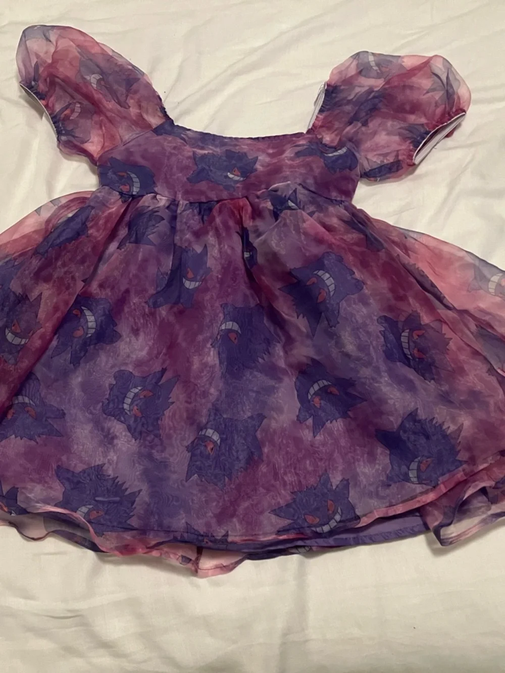 Pokemon Girls Purple and Pink Gengar Print Chiffon Dress - Picture 1 of 4